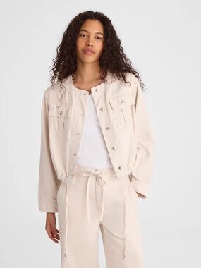 Drawstring Utility Jacket in Airy Denim